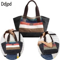fashion design canvas womens bags casual stitching rainbow tote bags womens large capacity shoulder bags travel shopping bags