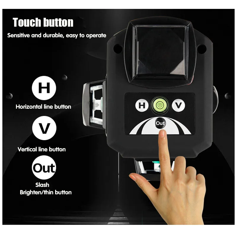 Лазерный уровень самонивелирующийся 3D-лазер 12-линейный зеленый поворот на 360