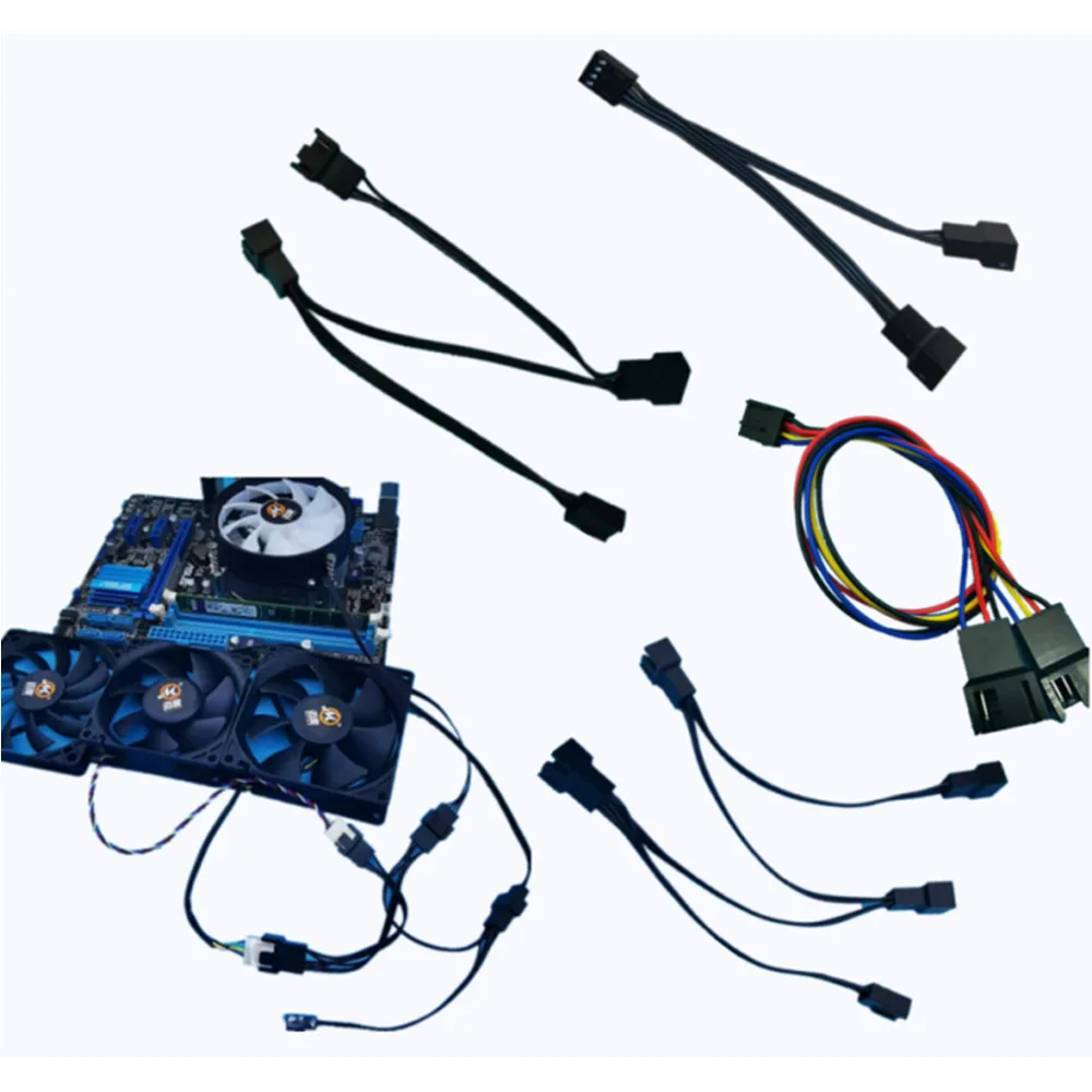 

For CPU Fan Extension Cable Mine Chassis Fan Connection Cable Mainboard 4-pin 1-minute 2-wire Adapter 1-minute 3 / 4P Chassis