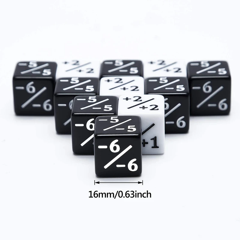 

Plus and Minus Dice Black and White Dice 1-6 Digital Addition and Subtraction Toy Dice D6 Dice for Card Gaming Accessory