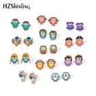 2019 Новые забавные серьги из смолы в виде совы, акриловые серьги в виде птиц, серьги-гвоздики из эпоксидной смолы с узором в виде совы, серьги для детей