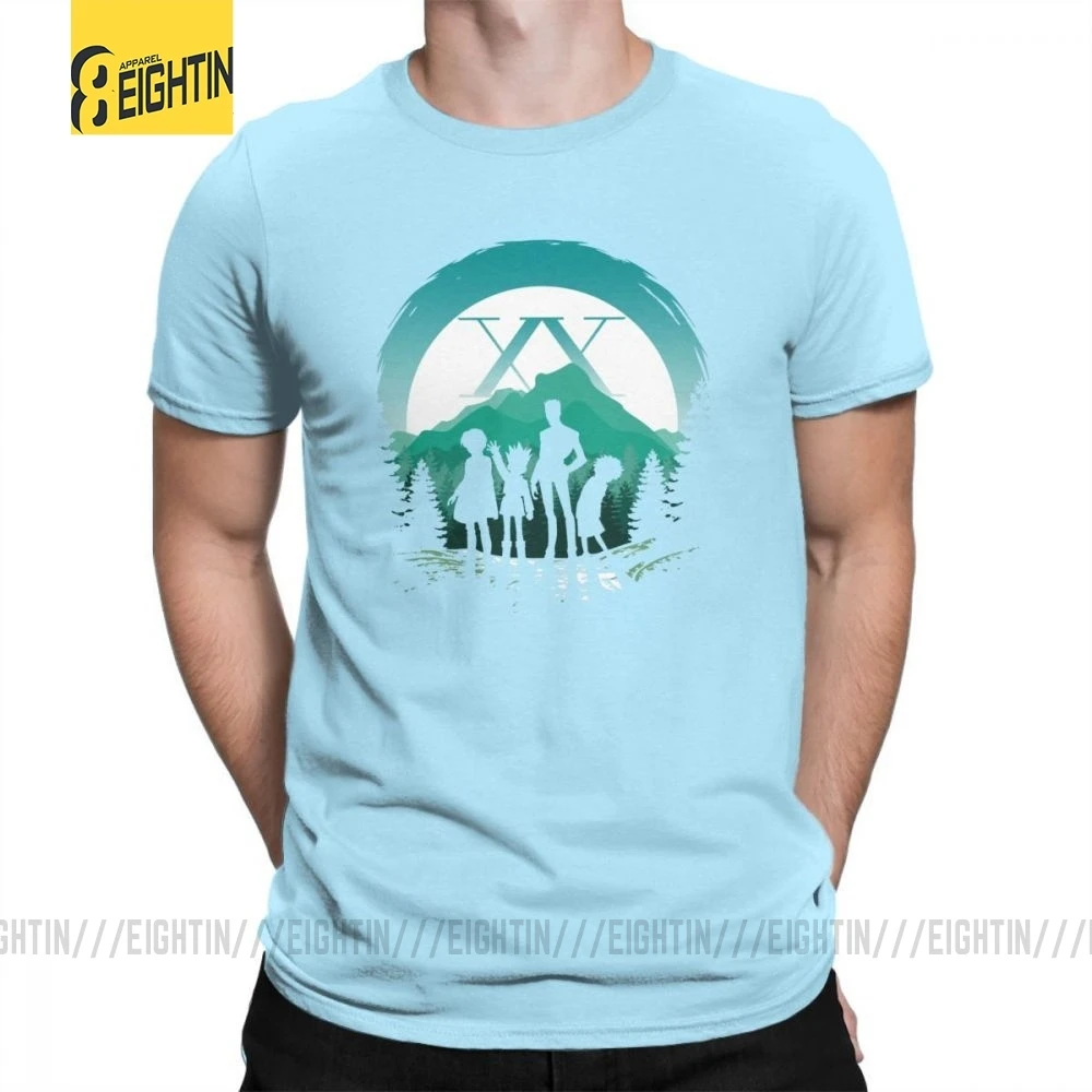 Hunter X Hunter T-Shirts Team Japanese Purified Cotton Novelty Tee Shirts Short-Sleeve T Shirt Male Simple Stylish Comic Plus - Цвет: Небесно-голубой