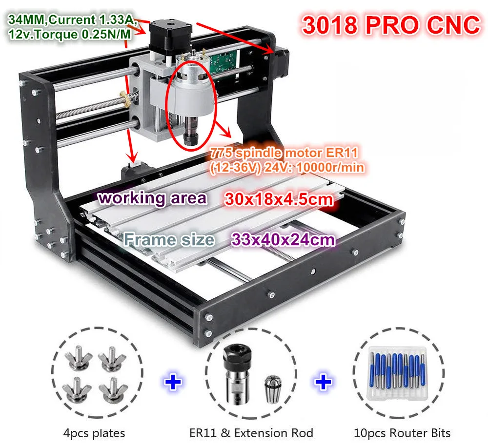 CNC 3018 Pro GRBL управление 3 оси DIY Мини машина Pcb ПВХ лазерная гравировка фрезерный