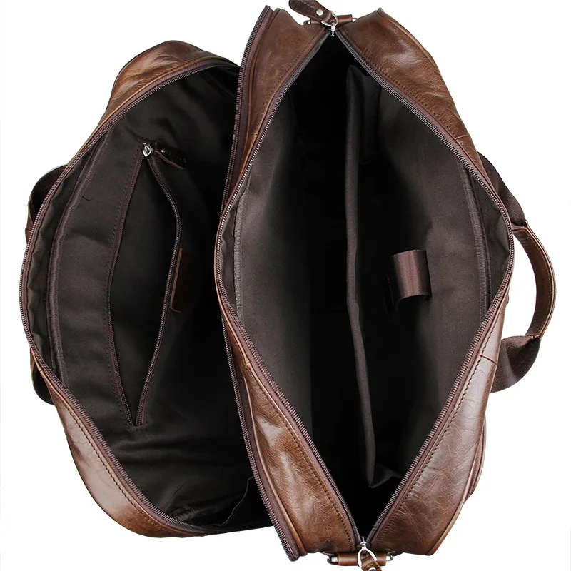 

Men's Genuine Leather Briefcase 17 inch Laptop Bag Vintage Business Computer Messenger Handbag Shoulder Documents Organizer Case