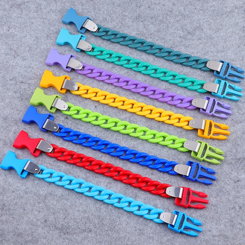 

FishSheep2021 Trend Colorful Acrylic Link Chain Buckle Bracelets For Women Men Big Punk Chunky Chain Bangle Fashion Jewelry Gift