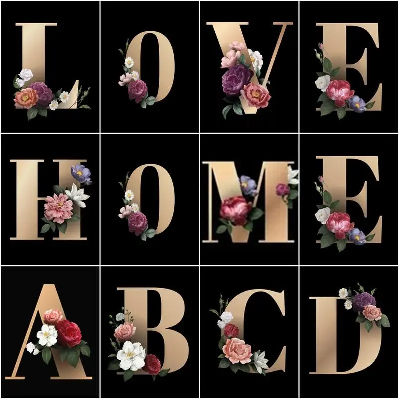 

CHENISTORY Painting By Numbers Flowers Letter Acrylic Paint By Numbers For Adult Kids Wall Art Picture DIYHome Decoration