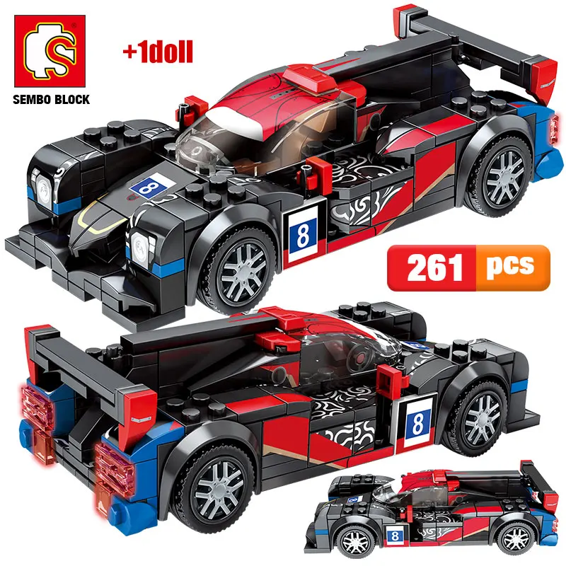 

New City Pull Back Super Vehicle Building Blocks Sembo Electric Racing Car MOC Model Creator Bricks Educational Toy For Children