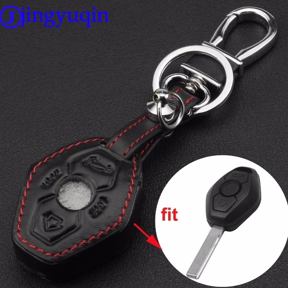 jingyuqin 2 BUTTON LEATHER KEY COVER FOR BMW X3 X5 Z3 Z4 3 5 7 SERIES E38 E39 E46 E83 M5 325i REMOTE FOB CASE HOLDER PROTECTOR|2 button|fob