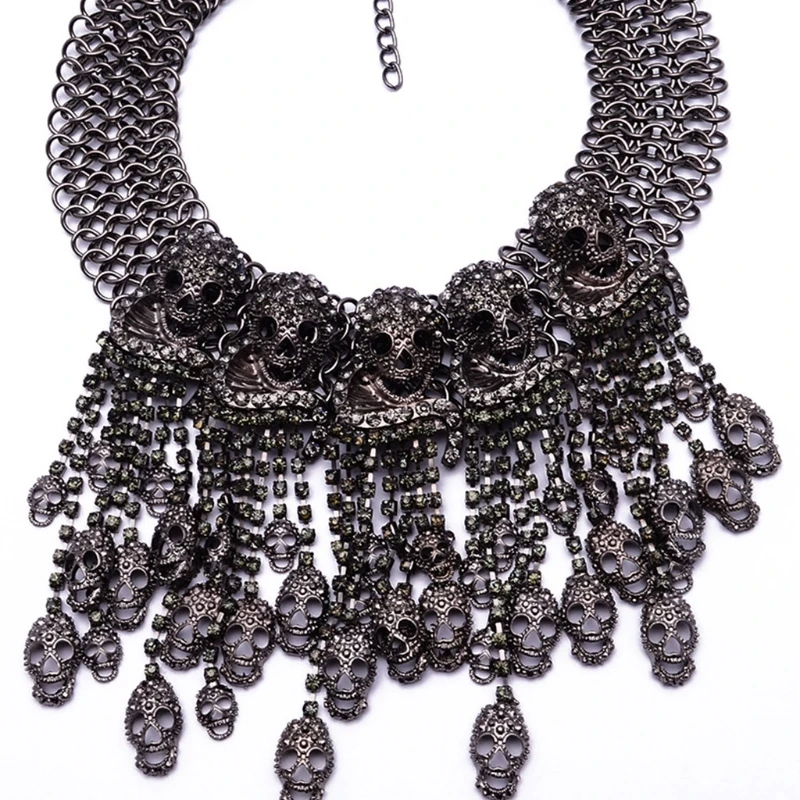 

Женская рубашка, накладные декоративные воротники, Череп, полый шаль, съемное ожерелье для украшения свитера, платья K3NF