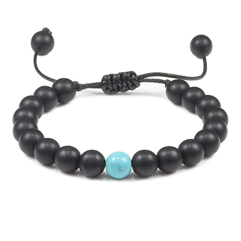 Шарм 8 мм бусины Регулируемый расстояние браслет мужской женский натуральный