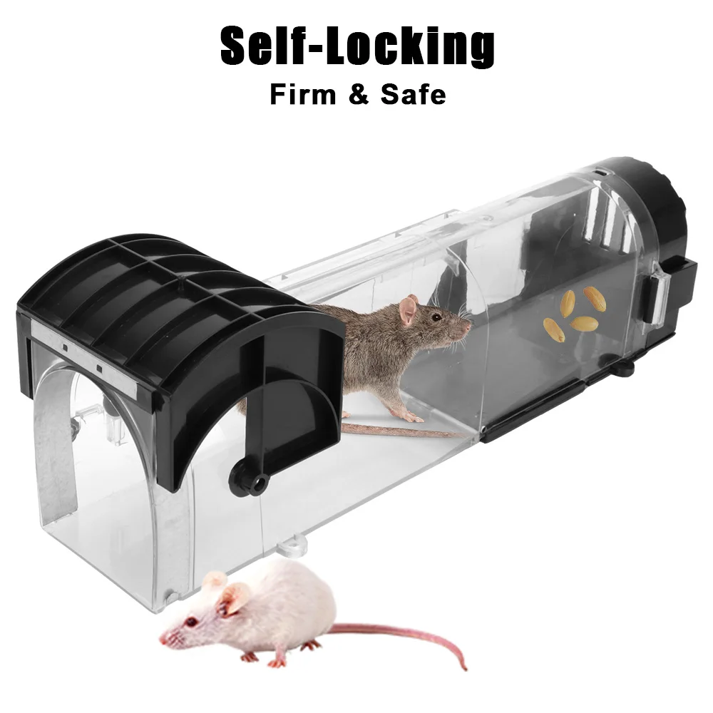 

Humane for Indoor Outdoor Garden Plastic Rodents Trap Reusable Household Mouse Catcher Smart Self-locking Mousetrap Safe Firm