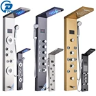 Черная душевая панель для ванной комнаты, золотистый дождевой смеситель для душа Водопад, кран для биде, смеситель для спа, массажный струйный светодиодный набор для ванны и душа