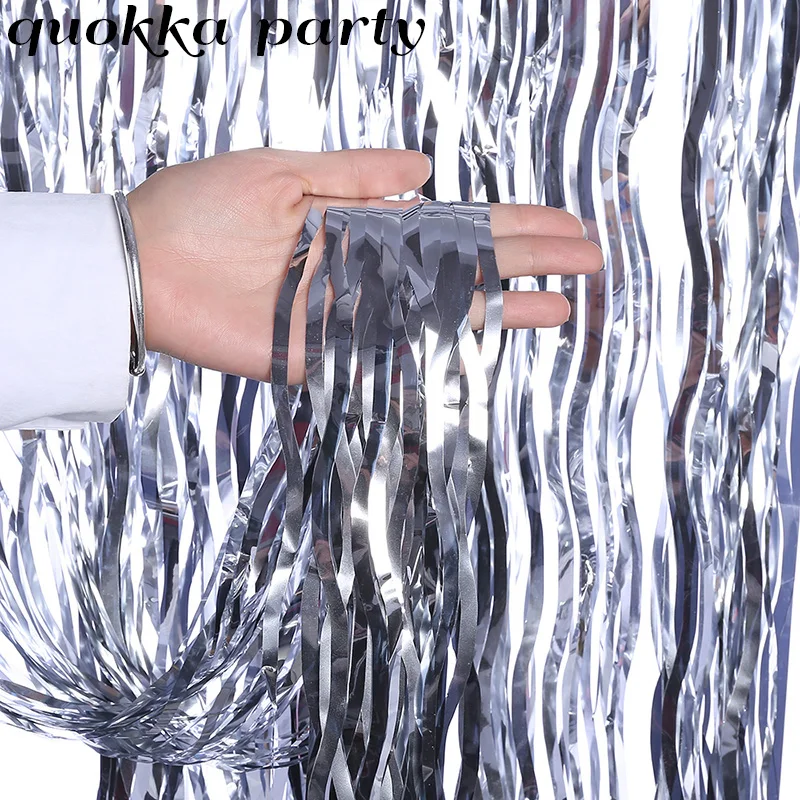 Новый Блестящий волнистый фоновый занавес мишура фольга занавеска для детской