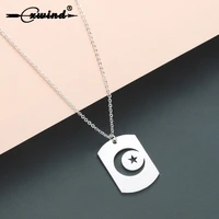 cxwind stainless steel crescent moon star necklace night sky pendant necklace islamic muslim dog tag for women choker jewelry