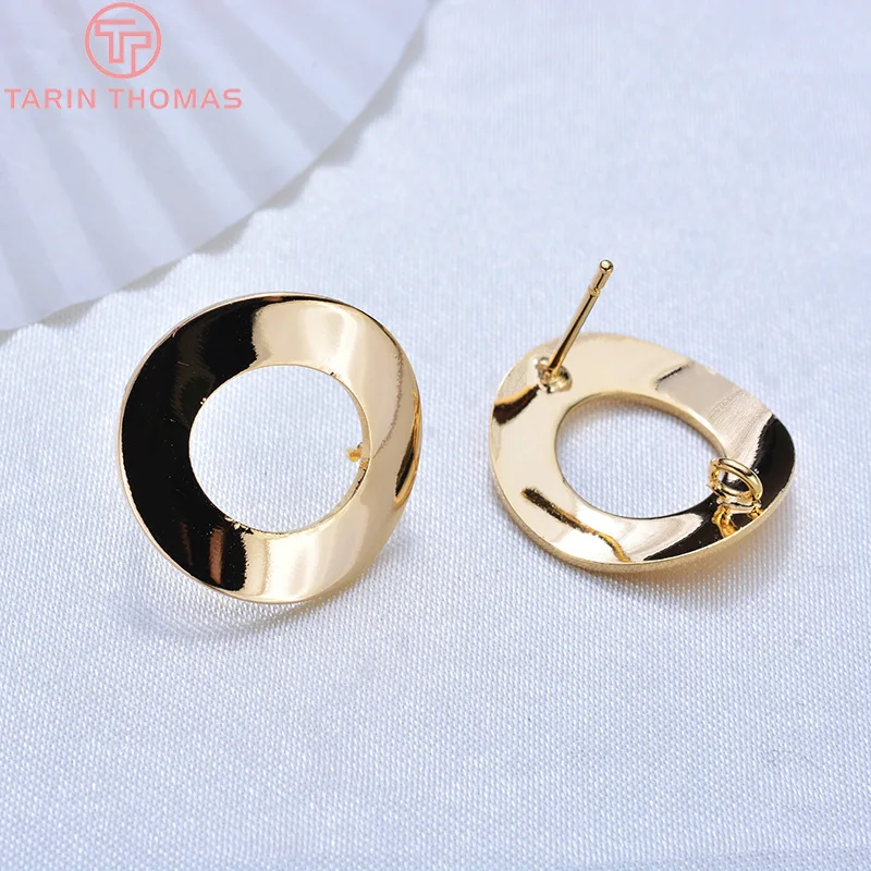 10 шт. 18 мм 24 к золотой цвет латунь глянцевая дуговая поверхность круглые