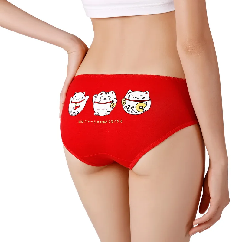 ZHIMO китайское красное мультяшное милое хлопковое нижнее белье для женщин