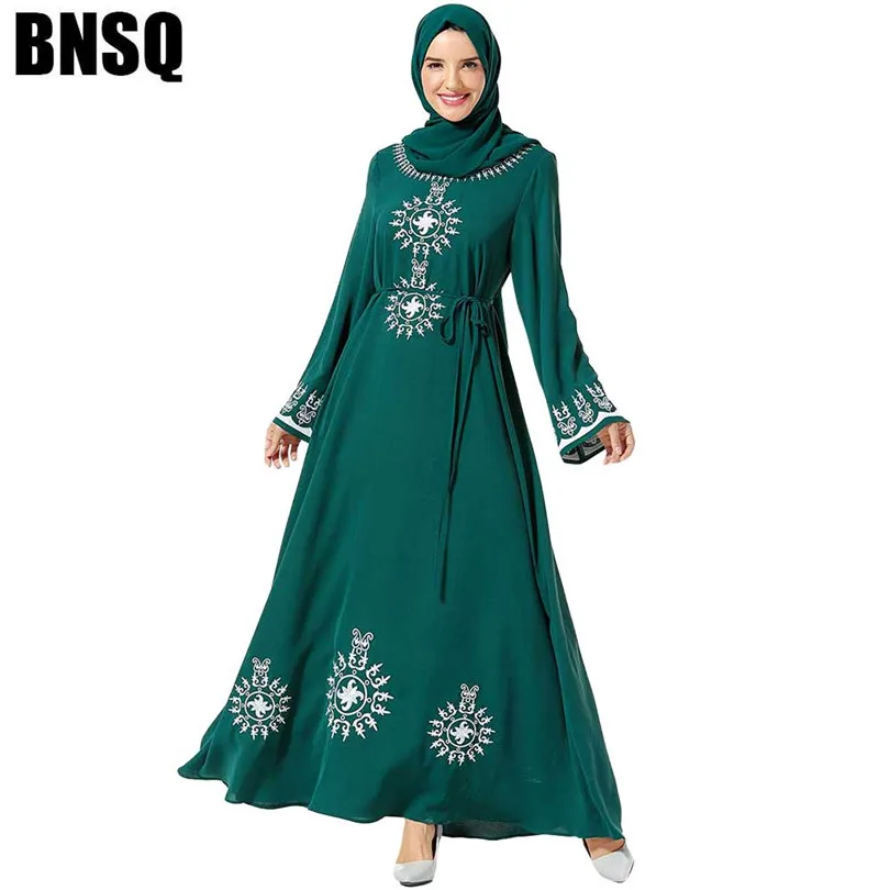 Элегантное мусульманское платье макси с вышивкой Abaya хиджаб длинный халат платья