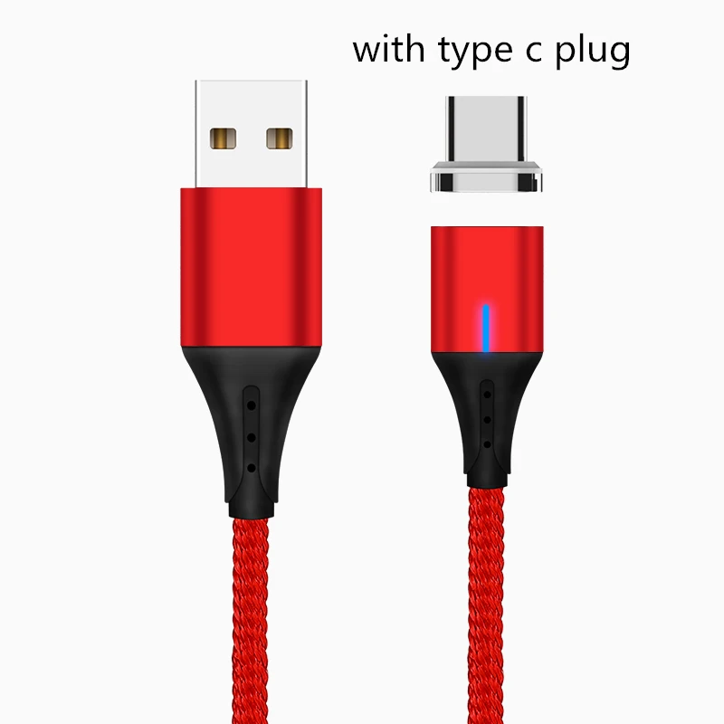 Red Type C Plug Магнитный кабель 3A Micro usb type C кабель передачи данных для быстрой зарядки для iPhone XS MAX XR 8 7 Plus SAMSUNG S10+ S9 для XIAOMI Mi9 MIX3 2S - Цвет: Red Type C Plug