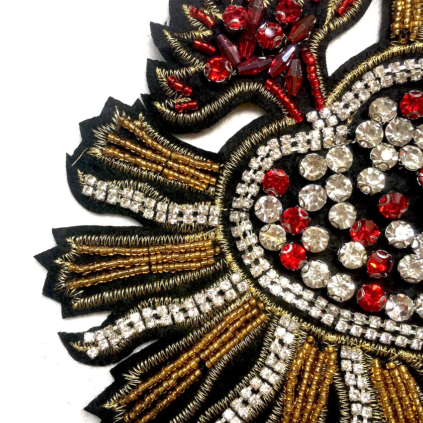 1 шт в форме большого сердца нашивки со стразами и бисером ручной работы одежда