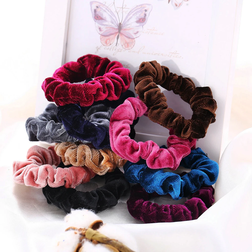 Простые бархатные резинки для волос обруч карамельного цвета хлопковые