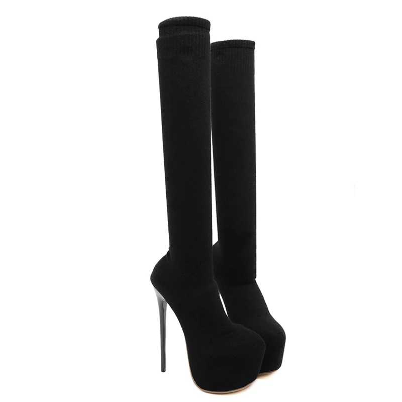 Весенние сапоги Женская стелька из эластичной ткани Сапоги выше колена на