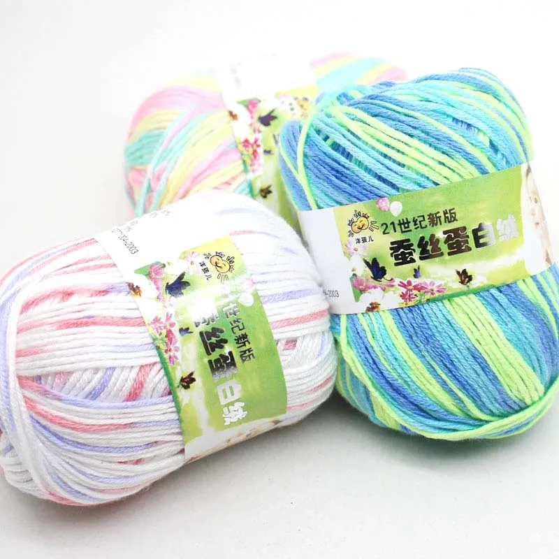 Вязание шерстяной шарф ручной работы разноцветный 50 г 6-слойный кашемировый