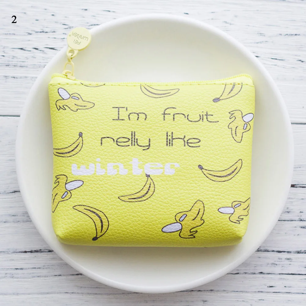 

Cute Coin Purses Small Fresh Zipper Coin Wallet Lady Fashion Friut Pattern Cartoon Earphone Coin Key Money Storage Bag