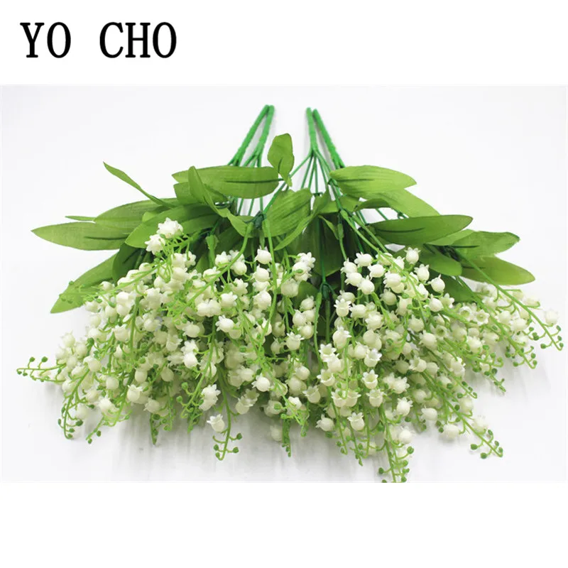 

7 Branch White Artificial Lily of the Valley Flower Gift Silk Fake Flower Lily Bouquet for Home Office Wedding Party Decor Flore