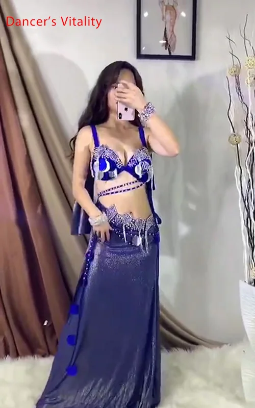 Женский костюм для танца живота комплект из бюстгальтера с блестками и бахромой