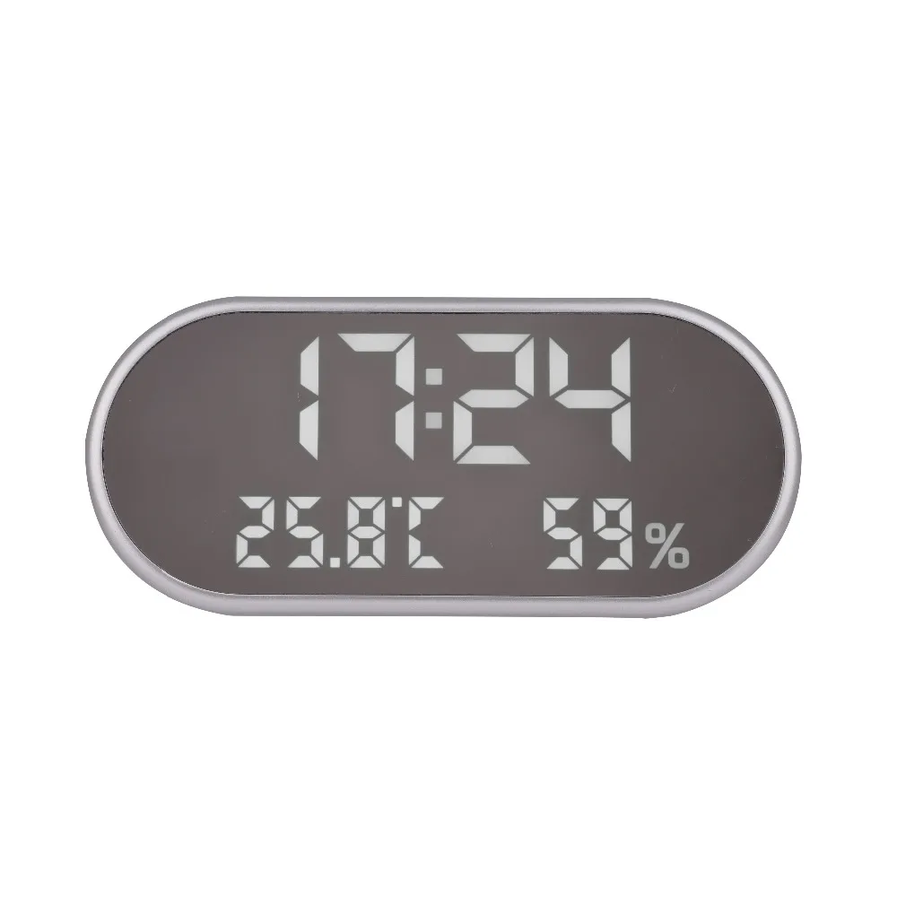 Портативный зеркальный HD цифровой будильник светодиодный дисплей со