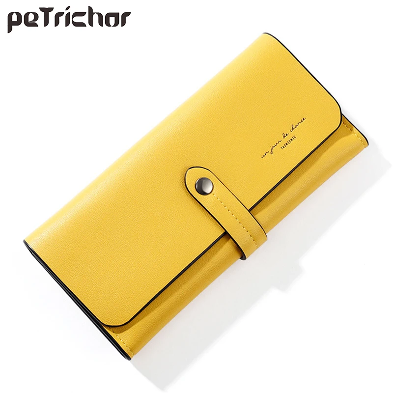 

Fashion Women Leather Wallets Female Long Design Solid Purses Woman Yellow Coin Card Holders Ladies Big Capacity Clutch Carteras