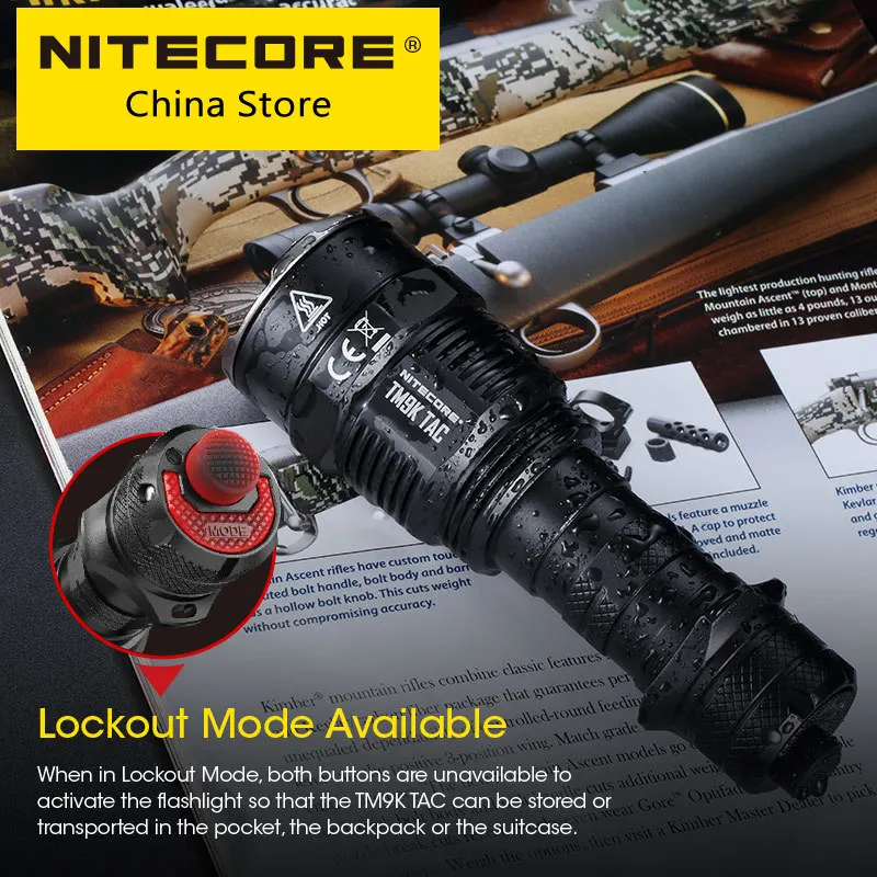 Дешево Тактический фонарик Nitecore TM9KTAC, 98 000 лм, CREE XP-L2 HD USB, перезаряжаемый мощный светодиодный прожектор с батареей для кемпинга Цена Тактический фонарик Nitecore TM9KTAC, 98 000 лм, CREE XP-L2 HD USB, перезаряжаемый мощный светодиодный прожектор с батареей для кемпинга