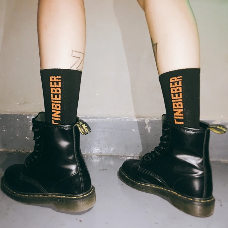 Прямая поставка Новинка Модные носки с круглым вырезом Justin Bieber Sox JB Желтые