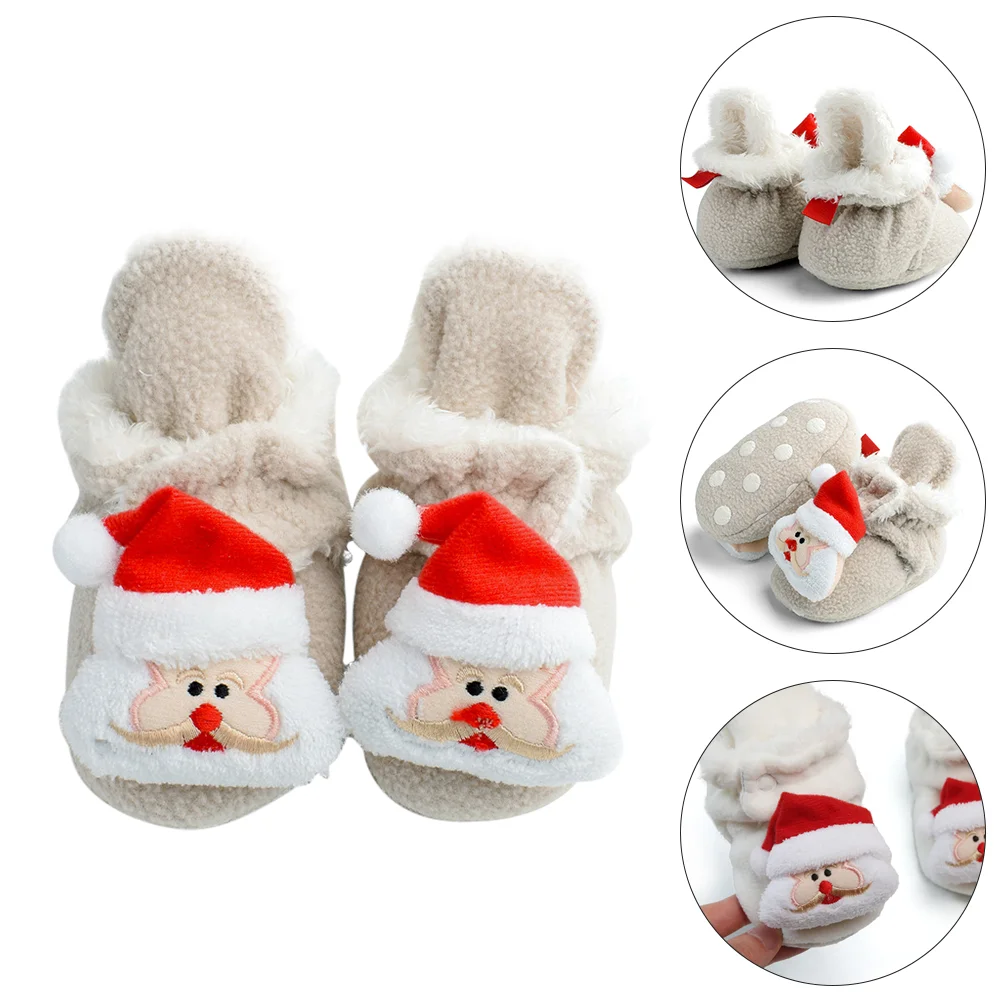

1 Pair Santa Claus Footwear Universal Infant Prewalker Non-slip Baby Shoes