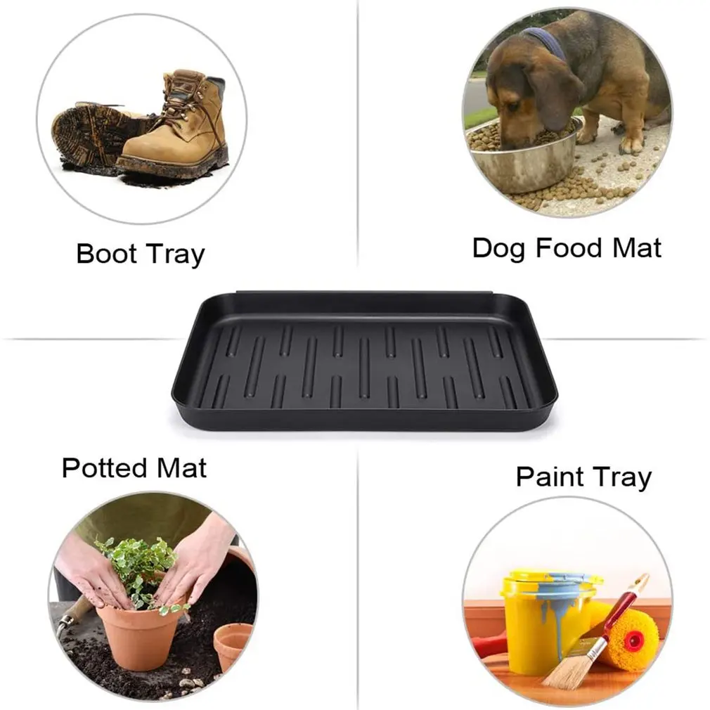 

Black Boot Tray Mat Multi-Purpose Shoe Tray Mat For Plants Pet Food Bowls Boot And Shoes Drying Mat Indoor