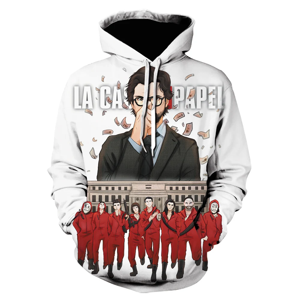 

La Casa De Papel Hoodies Costume Face Sweatshirt Men's Raglan Pullover The House of Paper Hoody Men spring Tracksuit Streetwear