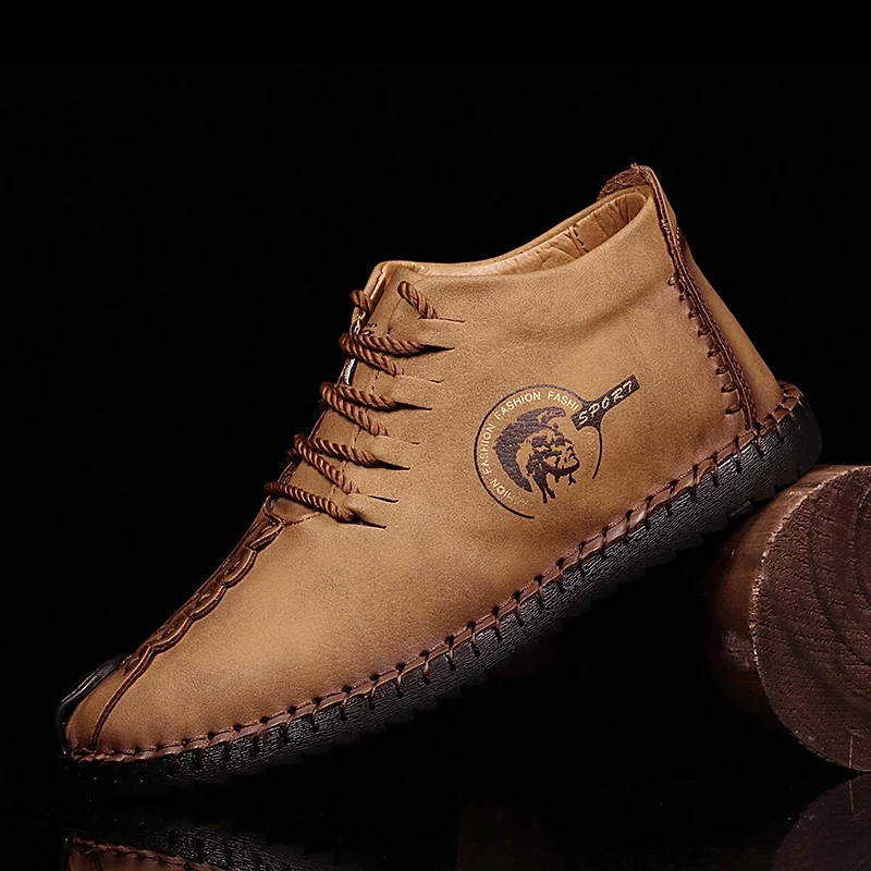 

Men Boots For Man 2022 New Fashion Outdoor Brand Lace-up Casual Soft-Soled Non-Slip Comfortable Ankle Boots Leather