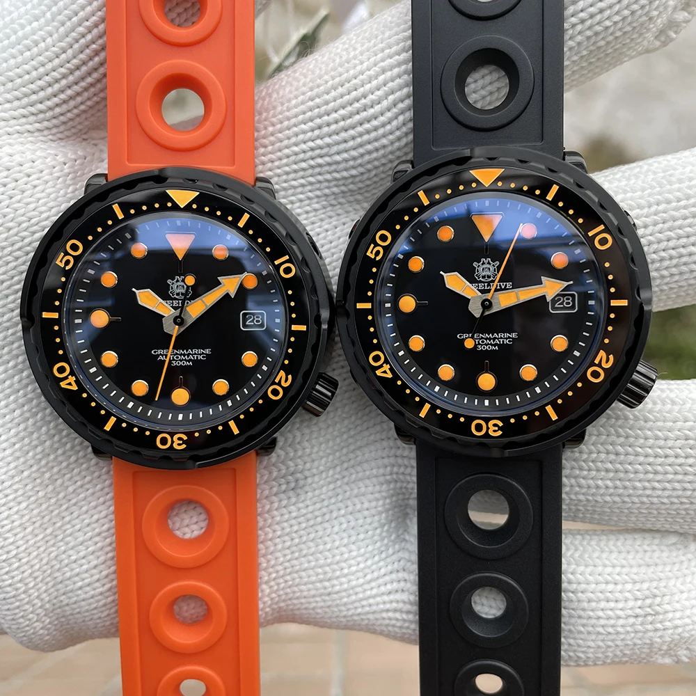 Мужские Супер Светящиеся механические Спортивные часы STEELDIVE SD1975XT 47 5 мм PVD черный