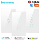 Умный выключатель Tuya Zigbee со стеклянной панелью, сенсорный светильник ключатель со стеклом, дистанционное управление через приложение Alexa Google Home, стандарт ЕССША