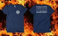Firefighter Custom Duty Fire Department T-Shirt Navy Blue Sports Grey Double Side Fashion Summer New Cotton Print T-Shirt