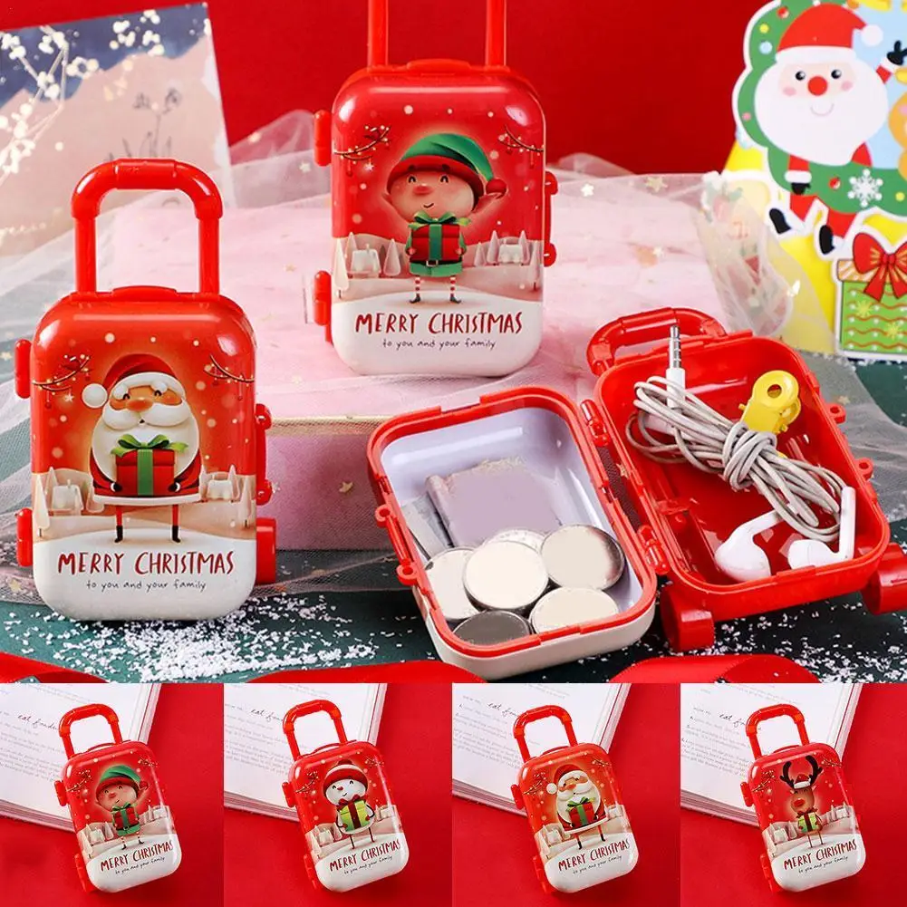 

1 Pc 7*7*3.5cm New Dollhouse Miniature Metal Mini Christmas Suitcase Dolls Handbag Model Decor