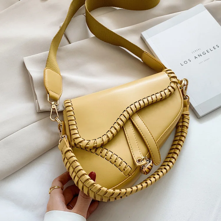 

Luxury Designers Bag Women'S New 2021 Fashion Shoulder Bag Fashion Saddle Bag Wide Shoulder Strap Women Chain Handbag XBL185