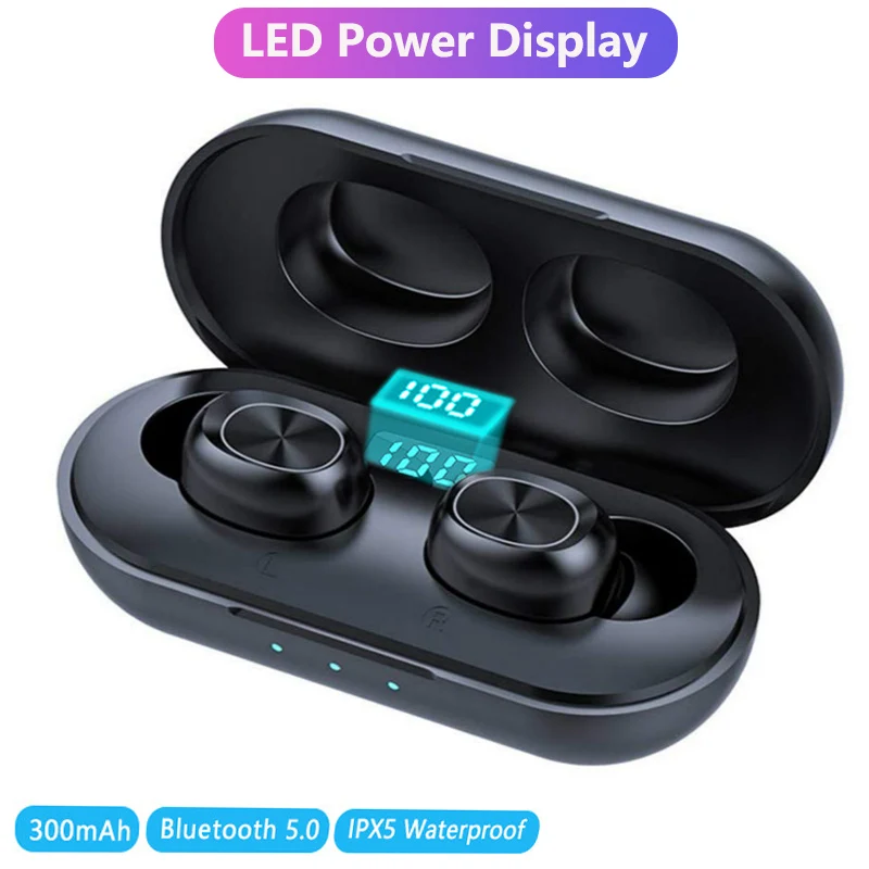 SZTEE B5 наушники-вкладыши TWS Bluetooth наушники светодиодный Мощность Дисплей Streo Беспроводной наушники с 8D стерео звук IPX5 Водонепроницаемый Whit за...