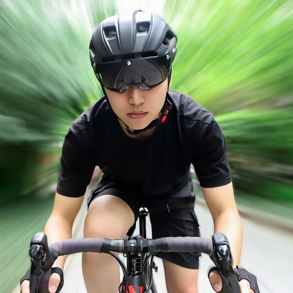 

3 Modes with Sunglasses Bicycle Lens Taillight Breathable MTB Helmet for Adult