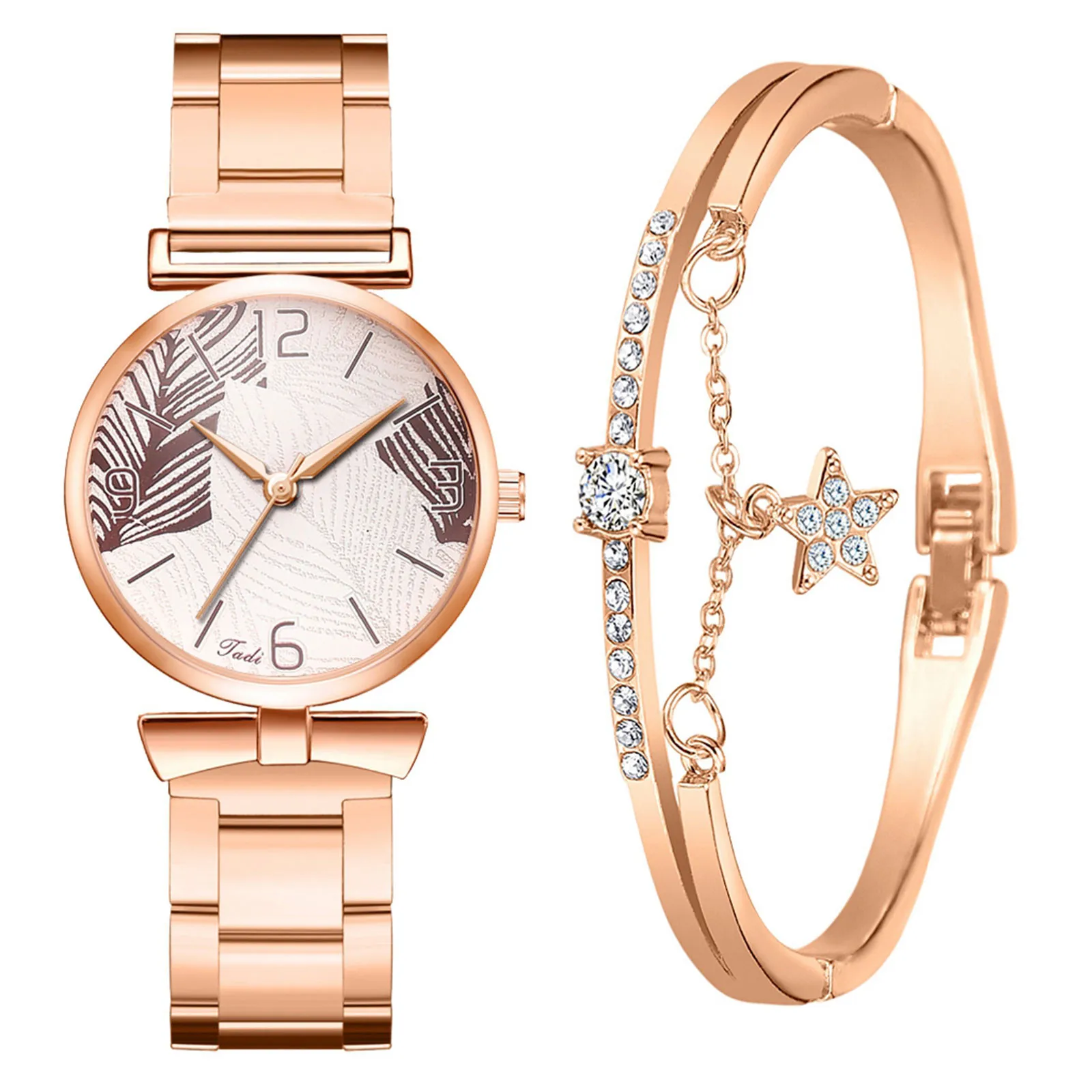 

Luxury Brand Women's Watch Diamond Corrugated Watches Bracelet Set Ladies Fashion Casual Leather Rose Gold Quartz Wristwatch