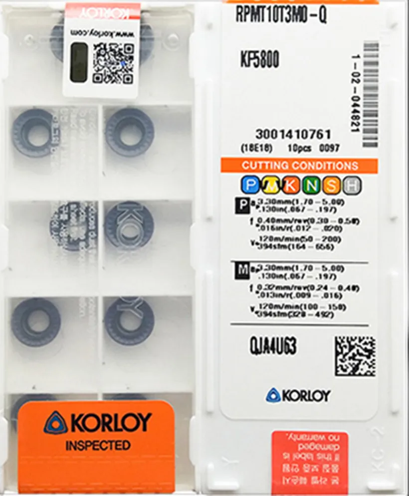RPMT10T3MO-Q KF5800 PC5300 100% оригинальные KORLOY RPMT10T3 обработка карбидных вставок: нержавеющая