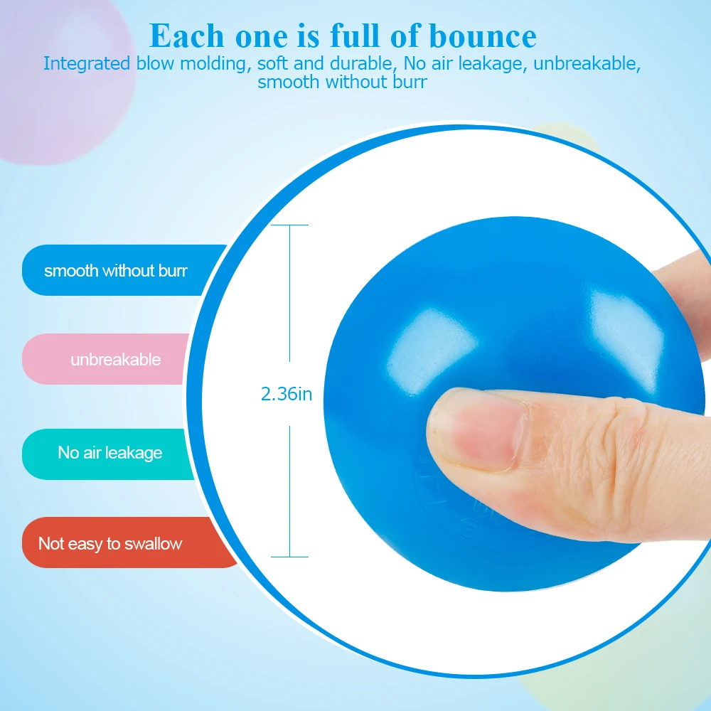 Coogam Pit Balls Pack of 50 -5 Color Hollow Soft Plastic Ball for Toddler Kids Birthday Party Favors Pool Water Bath Toy Kid | Игрушки и