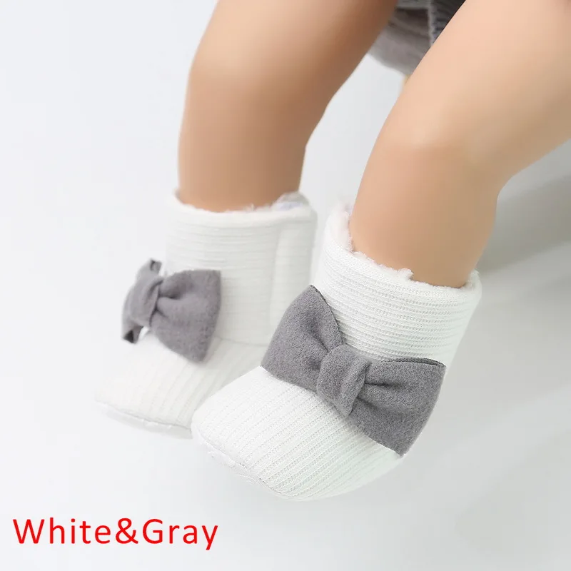 Хлопковые теплые зимние меховые плюшевые пинетки для малышей нескользящая обувь