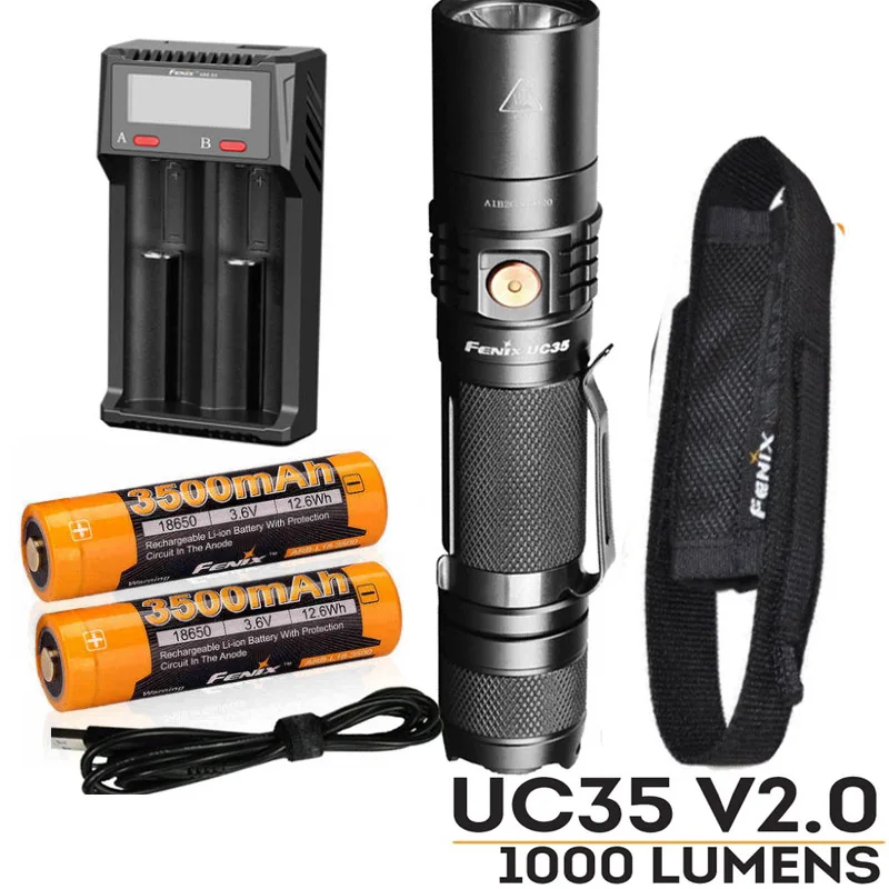 Fenix UC35 V2.0 2018 USB Перезаряжаемый 1000 люмен Cree XP L HI V3 светодиодный фонарик с батареей