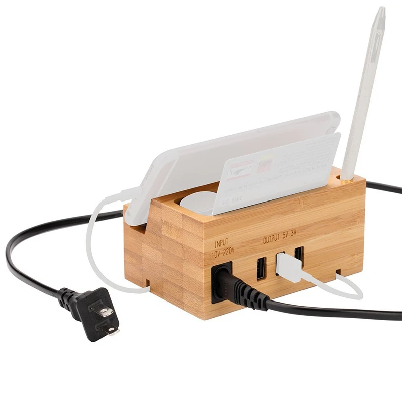 Зарядная станция с 3 USB портами зарядная док для iPhone Samsung Xiaomi деревянный держатель